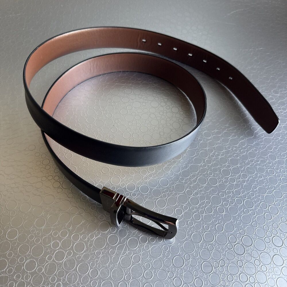 Perry Ellis Mens Reversible Belt Black Brown Swivel Buckle Faux Leather Size 42